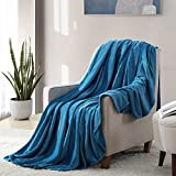 REDKEY Blue Throw Blanket,Flannel Fleece Blankets Throw Size 50x60in,Dog Blanket Super Soft Fluffy,Warm Home Decor and Furniture Protector,Washable Sleeping Throw Blankets for Couch,Bed,Baby,Pet