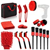 Car Cleaning Tools Kit, 19 Pcs Car Detailing Brush Set with Carry Bag - Driller Attachment Set & All Purpose Clean for Cleaning Automobile Interior, Exterior, Wheels, Dashboard, Leather, Air Vents