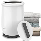 Rukala Rocklin Premium Home Towel Warmer - Hot Towels in 10 Minutes - Auto Shut Off - Fits 3 Towels - White with Dark Gray Wood Grain Pattern Accents …