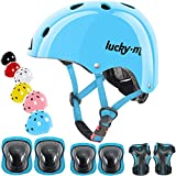 Kids Helmet and Pads Set Toddler Youth Bike Helmet with Knee Pads Elbow Pads Wrist Guards for Skateboard Bike BMX Hoverboard Scooter Rollerblading (Small(3-8 Years Old), Bright Blue)