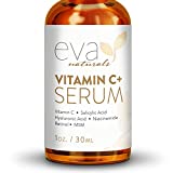 Eva Naturals Vitamin C Serum Plus 2% Retinol, 3.5% Niacinamide, 5% Hyaluronic Acid, 2% Salicylic Acid, 10% MSM, 20% Vitamin C - Skin Clearing Serum - Anti Aging Skin Repair, Face Serum (1 oz)