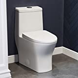 Swiss Madison SM-1T257 Sublime II Compact 24' Length One Piece Toilet Dual Flush 0.8/1.28 GPF with Side Holes, Glossy White