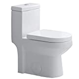 HOROW HWMT-8733 Small Toilet 25' Long x 13.4' Wide x 28.4' High One Piece Short Compact Bathroom Tiny Mini Commode Water Closet Dual Flush Concealed Trapway