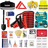 Car Emergency Roadside Tool Kit with Jumper Cable,Auto Truck Automotive Safety Assistant Vehicle Bag for Men Women with Shovel First Aid Kit, Winter Basic Automobile SUV RV Safety Road Travel Kit