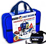 Car Emergency Safety Kit Bag with Portable Air Compressor, First Aid Kit, Heavy Duty Roadside Auto Emergency Kits Jumper Cables Tow Strap Tire Pressure Gauge, Headlamp, for Women, Men, Teen