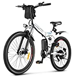 ANCHEER Folding Electric Bike, 26'' Electric Bike for Adults Commuting E-Bike/Electric Mountain Bike Electric Bicycle with 36V 8Ah Removable Battery, Full-Suspension, 21-Speed Gears