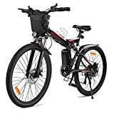 Electric Bike for Adults,GELEISEN Folding Electric Mountain Bike 26' Adults Ebike with 350W Motor & Removable 36V 10Ah Battery,20MPH Electric Bicycle with Shimano 21 Speed,Double Shock Absorption