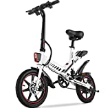 Electric Bike, Sailnovo Electric Bicycle with 18.5mph 45Miles Electric Bikes for Adults Teens E Bike with Pedals, 14' Waterproof Folding Mini Bikes with Dual Disc Brakes, 36V 10.4Ah Battery