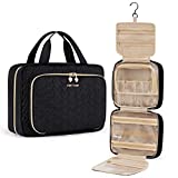Toiletry Bag For Women, LIGHT FLIGHT Makeup Organizer, Makeup Bag for Full Sized Toiletries, Large Capacity Cosmetic Bag with Hanging Hook, Black