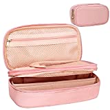 Relavel Travel Makeup Train Case Makeup Cosmetic Case Organizer Portable Artist Storage Bag with Adjustable Dividers for Cosmetics Makeup Brushes Toiletry Jewelry Digital Accessories (Peony Pattern)