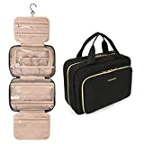 BAGSMART Toiletry Bag Hanging Travel Makeup Organizer with TSA Approved Transparent Cosmetic Bag Makeup Bag for Full Sized Toiletries, Large-Black