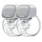 Momcozy Double Wearable Breast Pump, Low Noise& Hands-Free Breast Pump, Portable 2pcs Electric Breast Pump with 2 Mode & 5 Levels (Grey)