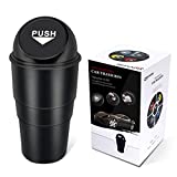 YIOVVOM Car Garbage Can with Lid, Leakproof Vehicle Automotive Cup Holder Car Trash Can , Small Trash Bin for Automotive Office Home Kitchen, Bedroom(Black, 1)