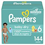 Diapers Size 6, 144 Count - Pampers Baby Dry Disposable Baby Diapers, ONE MONTH SUPPLY, Packaging & Prints May Vary