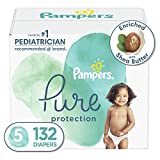Diapers Size 5, 132 Count - Pampers Pure Protection Hypoallergenic Disposable Baby Diapers for Sensitive Skin, Fragrance Free, ONE Month Supply (Packaging May Vary)