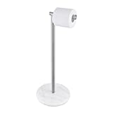 KES Natural Marble Toilet Paper Holder Stand Tissue Roll Holder with Modern Marble Base, SUS304 Stainless Steel Brushed Finish BPH284S1-2