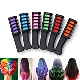 Mllkcao Disposable Hair Chalk for Girls Kids 1Pc New Hair Chalk Comb Temporary Washable Hair Color Dye for Girls Kids Instant Hair Color, Birthday Party Cosplay DIY Children's Day, 6 Colors