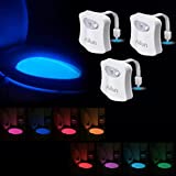 Toilet Night Light 3Pack by Ailun Motion Activated LED Light 8 Colors Changing Toilet Bowl Illuminate Nightlight for Bathroom Battery Not Included Perfect Decorating Combination with Faucet Light