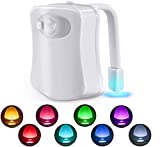 Toilet Night Light, Toilet Light with Motion Sensor LED 8 Colors Changing Toilet Bowl Light Bathroom Night Light for Washroom Cool Fun Gadgets Elderly Parents gift Ideas, Fits Any Toilet