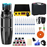 Dragonhawk Complete Rotary Tattoo Pen Machine Kit, Mast Tour Tattoo Permanent Makeup Pen Machine 20Pcs Cartridges Needles Power Supply Color Inks with Carry Case 366H