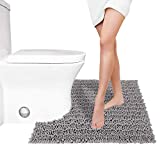 Yimobra Luxury Shaggy U-Shaped Toilet Rug, Soft Comfortable Contour Mat for Bathroom Floor, 24.4 X 20.4 Inches, Non-Slip Bath Carpet, Maximum Absorbent, Dry Quickly, Machine-Washable, Gray