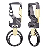 2 Pack Car Key Chain Bottle Opener Keychain for Men and Women (Gun and Gold)