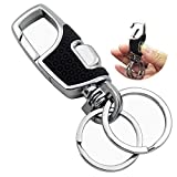 Lancher Key Chain with (2 Extra Key Rings and Gift Box) Heavy Duty Car Keychain for Men and Women - Black