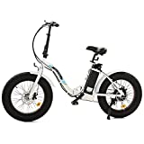 ECOTRIC 500W Electric Bike for Adults Foldaway Ebike 20' Fat Tire Folding Electric Bicycle 36V/12.5AH Lithium Battery E-Bike Alloy Frame Commute Ebike UL Certified LED Display for Female Male White