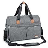 Diaper Bag, RUVALINO Large Travel Diaper Tote Multifunction for Mom and Dad Convertible Baby Bag for Boys and Girls with Changing Pad, Insulated Pockets (Gray)