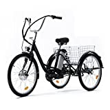 Viribus 3 Wheel Electric Bike for Adults with 250w Motor, Bike Tube, Removable 36V 10Ah Lithium Battery, Adult Tricycle with Adjustable Cruiser Bike Seat and Bike Basket, Exercise Bike