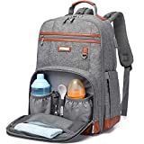 Baby Diaper Bag Backpack for Mom, Travel Bookbag Diaper Bags Back Pack with Changing Pad for Boy Girl, Waterproof, Large Capacity, Grey