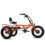 Addmotor Motan Electric Tricycle Adults, 750W 48V 17.5Ah Removable Battery, 20' Fat Tire 3 Wheel Fat Tire Electric Bicycle, M-360 Electric Trike 350lbs Carry with Rear Basket & Bag (Bright Orange)