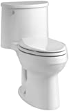 KOHLER K-3946-0 Adair Comfort Height One-Piece Elongated 1.28 GPF Toilet with Aqua Piston Flush Technology and Left-Hand Trip Lever, White