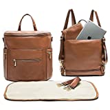 Diaper Bag Backpack Baby Diaper Bag by Miss Fong, Large Leather Diaper Bag Backpack with 16 Pockets Diaper Bag Organizer,Changing Pad,Stroller Straps and 2 Insulated Pockets (Convertible)