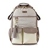 Itzy Ritzy Diaper Bag Backpack – Large Capacity Boss Backpack Diaper Bag Featuring Bottle Pockets, Changing Pad, Stroller Clips and Comfortable Backpack Straps, Vanilla Latte