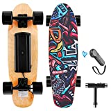WOOKRAYS Electric Skateboard with Wireless Remote Control, 350W, Max 20KM/H 7 Layers Maple E-Skateboard, 3 Speed Adjustment for Adult, Teens, and Kids (Black)
