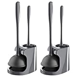 MR.SIGA Toilet Plunger and Bowl Brush Combo for Bathroom Cleaning, Gray, 2 Sets