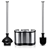 ToiletTree Products Modern Deluxe Freestanding Toilet Brush and Plunger Combo (Stainless Steel, Brush and Plunger Combo Set 4.5” x 9.75” x 18.5')
