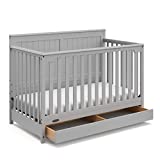Graco Hadley 4-in-1 Convertible Crib with Drawer - GREENGUARD Gold Certified, Converts to Daybed, Toddler and Full-Size Bed, Adjustable Mattress Height, Undercrib Storage, Pebble Gray