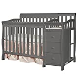 Dream On Me Jayden 4-in-1 Mini Convertible Crib And Changer in Storm Grey, Greenguard Gold Certified , 56.75x29x41 Inch (Pack of 1)