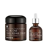 MIZON All-in-1 Snail Repair Cream and Snail Repair Intensive Ampoule Korean Skincare Set