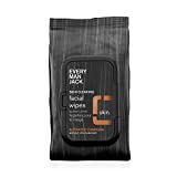 Every Man Jack Activated Charcoal Skin Clearing Face Wipes For Men - Deeply Cleanse Pores and Prevent Acne Breakouts with Salicylic Acid + Aloe Vera - 30 Count Mens Face Wipes