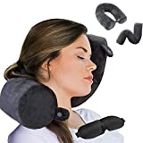 Twist Memory Foam Travel Pillow Neck,Chin,Shoulder,Lumbar and Leg Support for Adult Airplane Traveling,Bus,Train and Office (Black)
