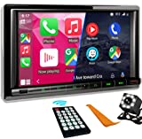 7 Inch Double Din Car Stereo with Apple Carplay and Android Auto, 5.2 Bluetooth Car Stereo with Backup Camera and 16-Band EQ, HD Touch Screen for Car Radio with Mirror Link,2USB/SWC/AUX Input/FM/ID3.