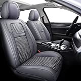 Coverado Auto Seat Covers, Super Breathable Faux Leather Car Seat Cushions, Waterproof Auto Interiors Full Set, Universal Fit Most Vehicles, Sedans and SUVs, Gray