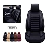 OASIS AUTO OS-001 Leather Car Seat Covers, Faux Leatherette Automotive Vehicle Cushion Cover for 5 Passenger Cars & SUV Universal Fit Set for Auto Interior Accessories (Front Pair, Black)