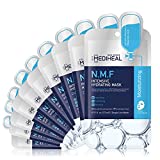 MEDIHEAL Official [Korea's No 1 Sheet Mask] - 10 Pack N.M.F Intensive Hydrating Mask/Ultra Moisturizing & Soothing 100% Cotton Sheet Facial Mask, NMF & Hyaluronic Acid & Witch Hazel Contained
