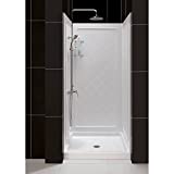 DreamLine 32 in. D x 32 in. W x 76 3/4 in. H Center Drain Acrylic Shower Base and QWALL-5 Backwall Kit In White, DL-6195C-01