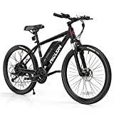 MICLON 26' Electric Bike for Adults, 2X Faster Charge, 350W BAFANG Motor, 20MPH Electric Mountain Bike with 36V 10.4AH Removable Battery, Suspension Fork, LED Display - Black