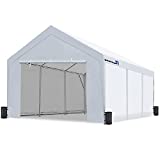 PEAKTOP OUTDOOR 12 x 20ft Upgraded Heavy Duty Carport with Removable Sidewalls, ,Portable Car Canopy,Garage Tent,Boat Shelter with Reinforced Triangular Beams and 4 Weight Bags,with Ground Bar